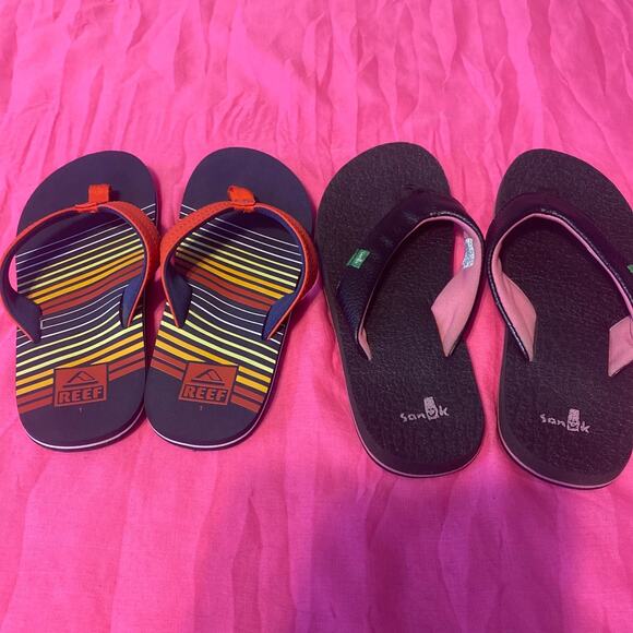 Sanuk Other - 2 Pairs of girls Flip Flops- Sz 1-2